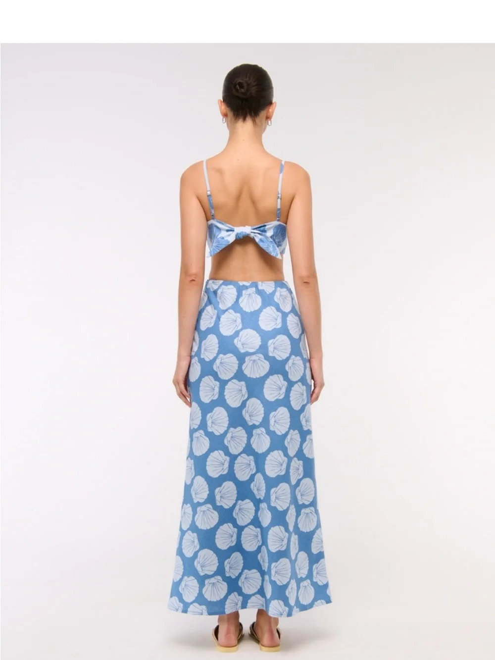 NWT Abercrombie & Fitch Julia Slip Cutout Maxi Dress in Blue Shell - XL